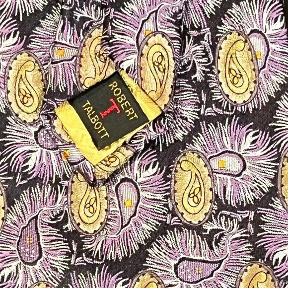 Robert Talbott Best of Class Mens Silk Necktie Purple Gold Ornate Paisley Tie - Picture 4 of 10